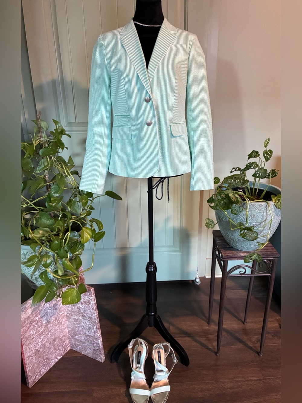 Banana republic Mint Green Women's Textured Blazer Jacket
